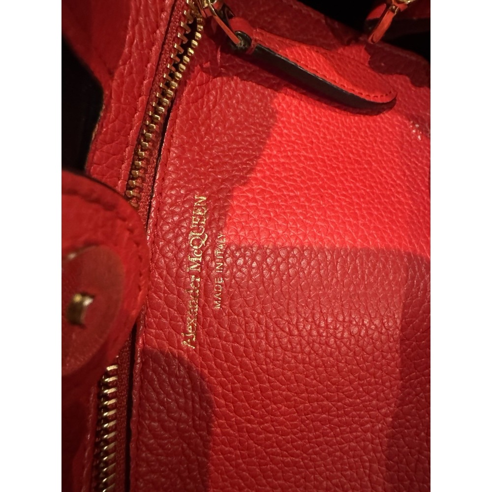 Alexander McQueen Red Pebbled Leather Mini Tote Crossbody Bag Gold Hardware - Picture 9 of 14